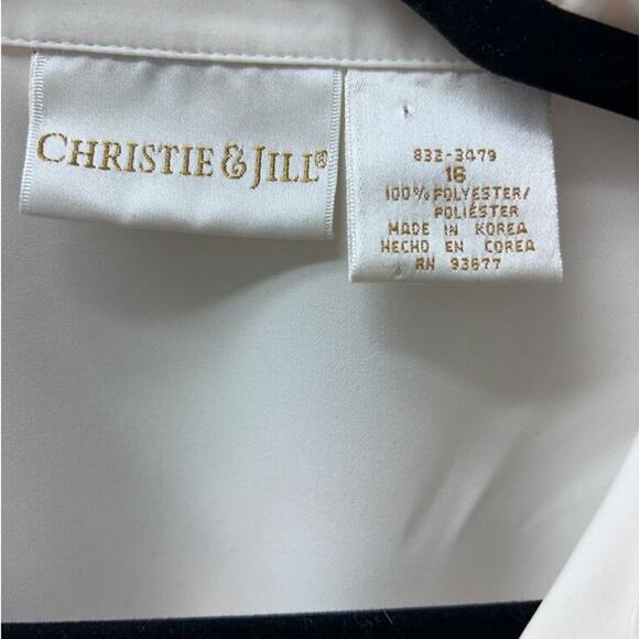 Christie & Jill Vintage Womens Dressy Short Sleeve Button Up Blouse Size 16 - Picture 5 of 7